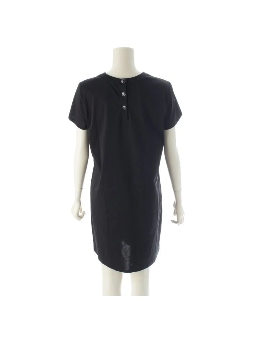 Chanel Cotton Top Back Coco Button Short Sleeve Dress Black - Picture 4 of 10